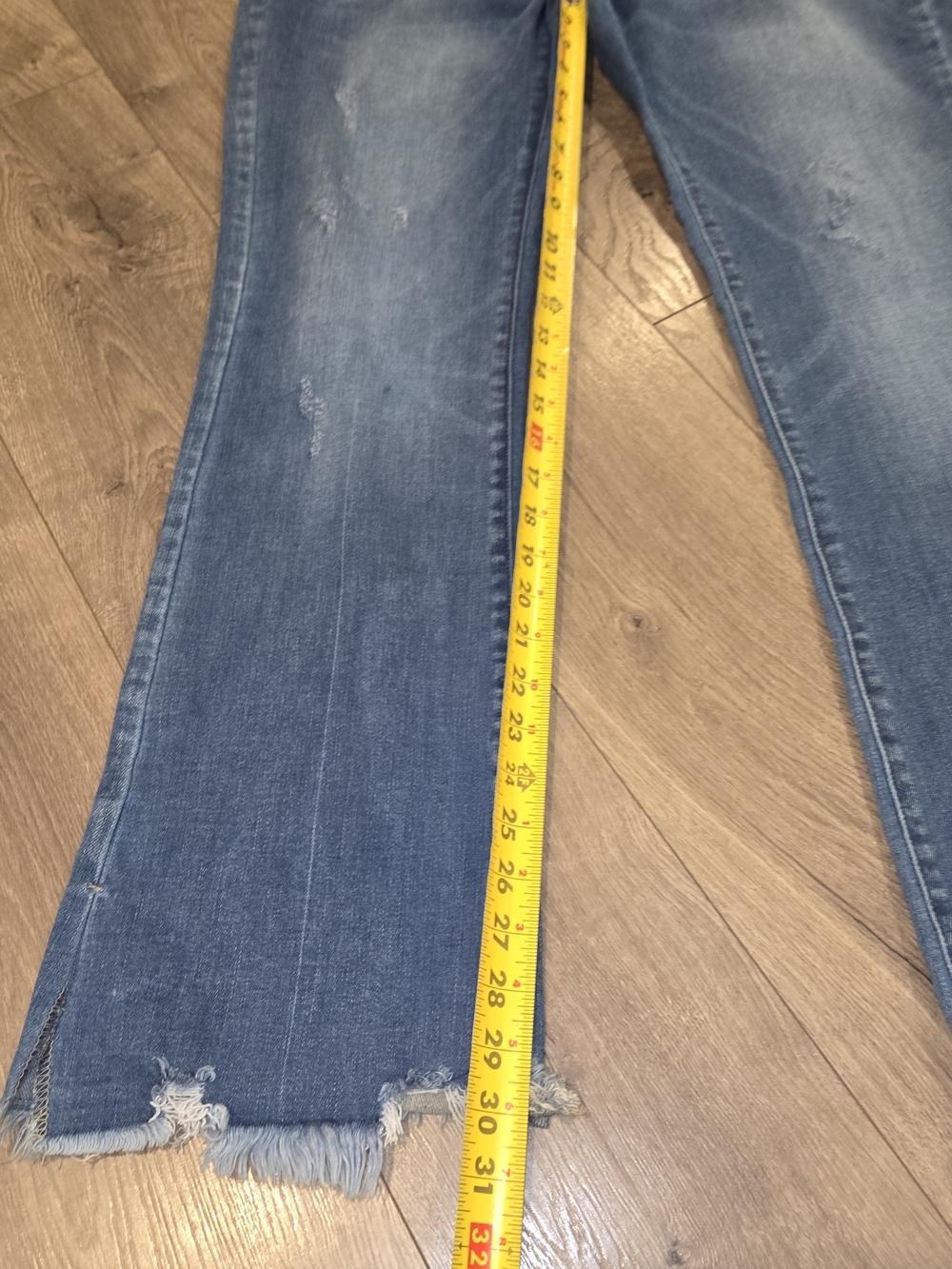 KanCan Medium Blue Flare Jeans with Distressed Hem - Picture 3 of 5
